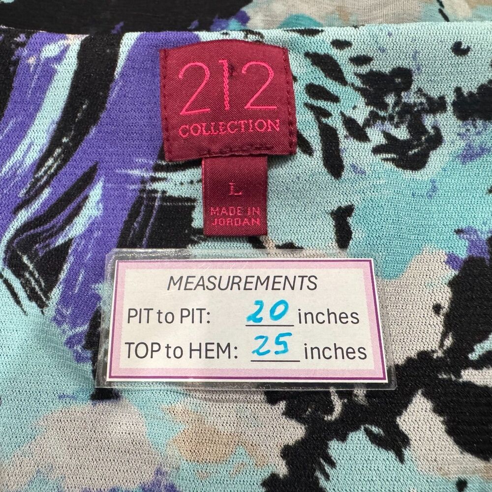 212 Collection Women Top Sz L Sleeveless Drape Neck Black Multicolor Print - Picture 5 of 7